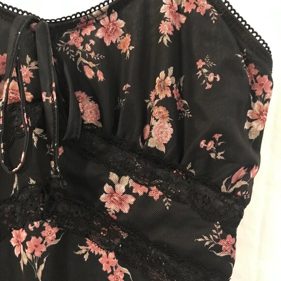 Wild Sky maxi dress women XS black/pink floral baby doll Y2K whimsigoth lace - Picture 4 of 11